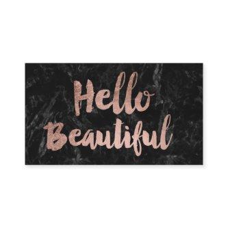 Hello Beautiful faux rose gold script black marble