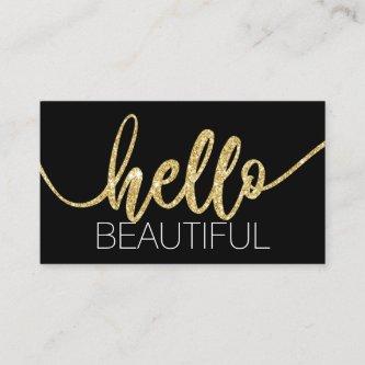 Hello Beautiful Gold Typography Beauty Salon