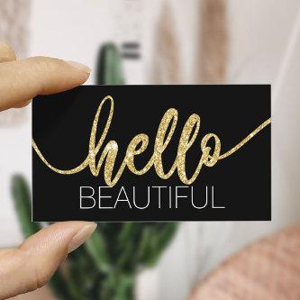 Hello Beautiful Gold Typography Beauty Salon