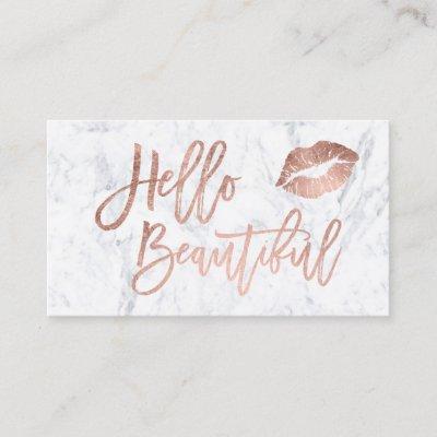 Hello beautiful lips rose gold chic script marble