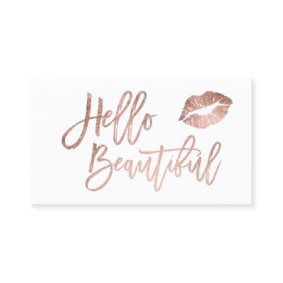 Hello beautiful lips rose gold chic script white