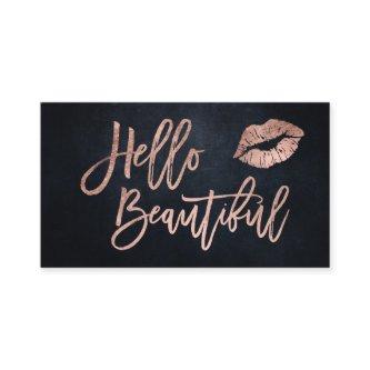 Hello beautiful lips rose gold script watercolor