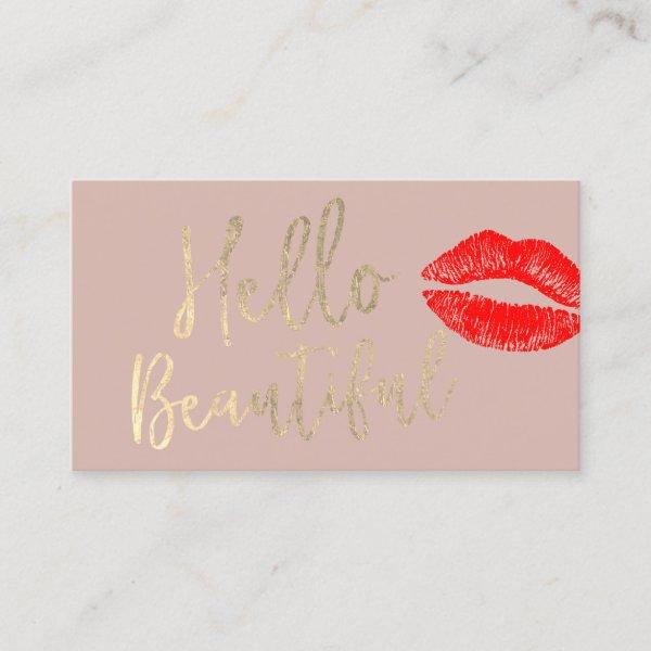 Hello Beautiful Makeup Artist Gold Typography Pink