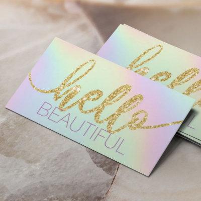 Hello Beautiful Typography Pastel Holographic