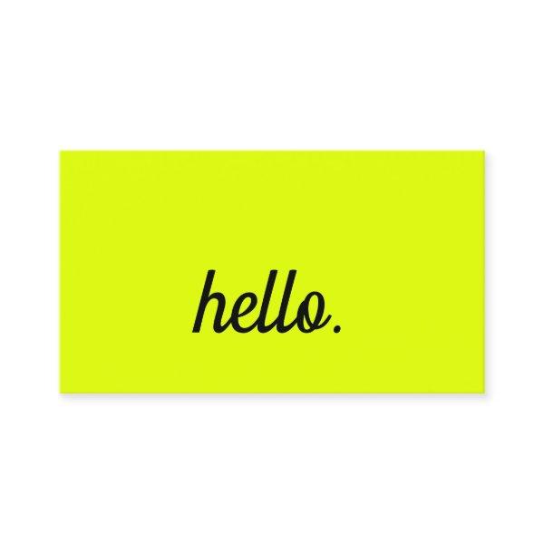 Hello Chartreuse Yellow Black Script Neon Color