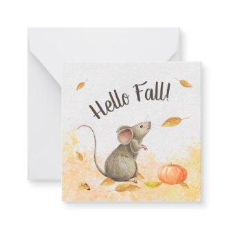 Hello Fall Cute Mouse Pop By Note Card