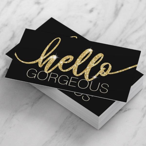 Hello Gorgeous Modern Gold Typography Beauty Salon