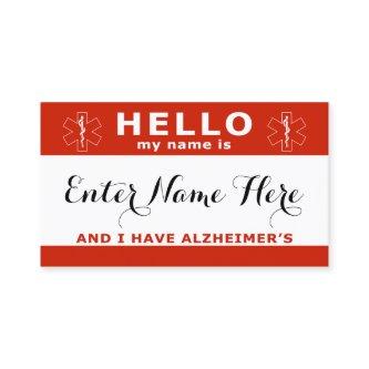 HELLO i have alzheimers emergency contact card