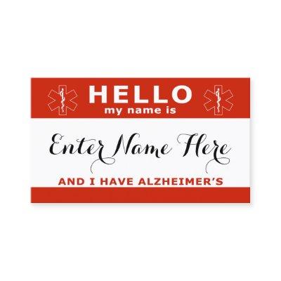 HELLO i have alzheimers emergency contact card