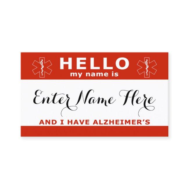 HELLO i have alzheimers emergency contact card