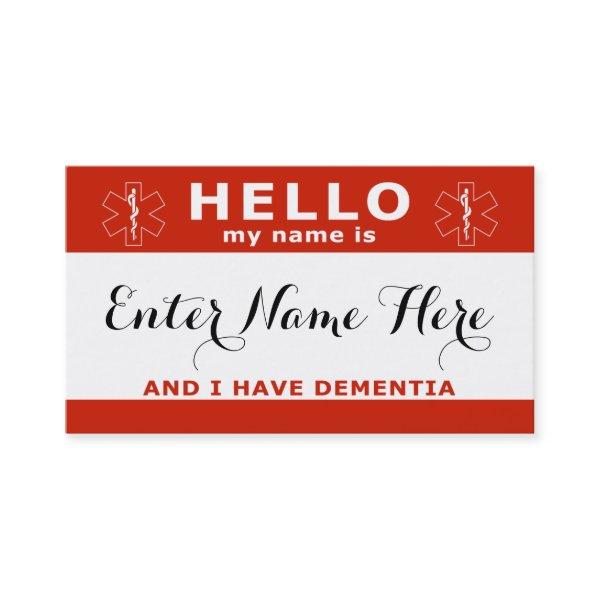 HELLO i have dementia emergency contact card