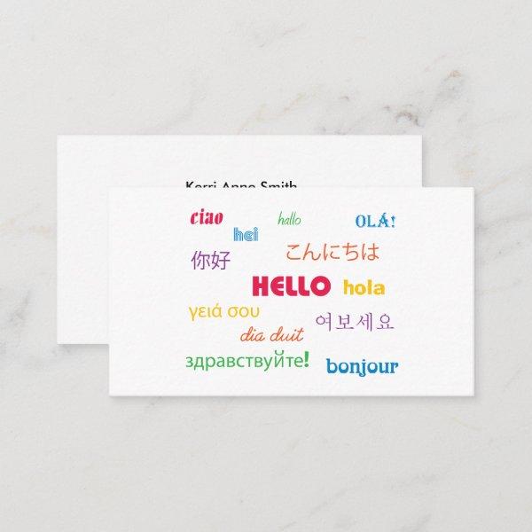 Hello in Many Languages Colorful Personalize