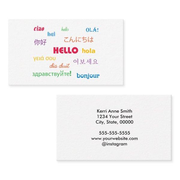 Hello in Many Languages Colorful Personalize