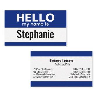 Hello my name is - Blue - Business Contact Info