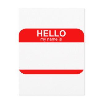 Hello My Name is Flexible Postcard