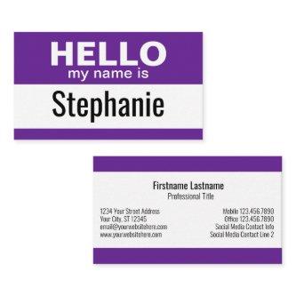 Hello my name is - Purple - Business Contact Info