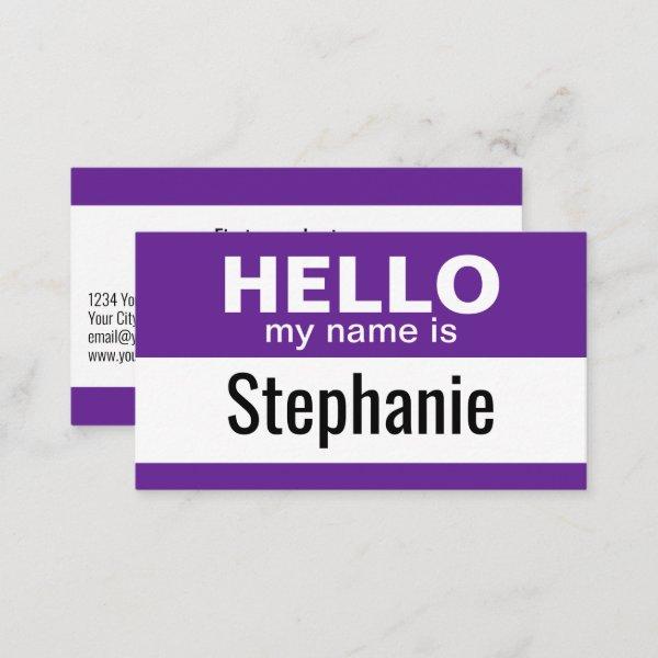 Hello my name is - Purple - Business Contact Info
