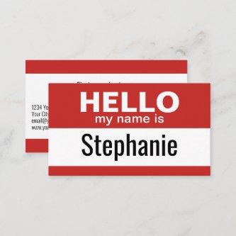 Hello my name is - red - Business Contact Info