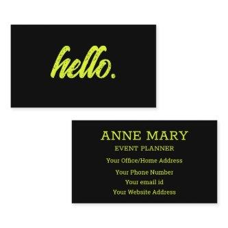 Hello Neon Chartreuse Yellow Black Typography