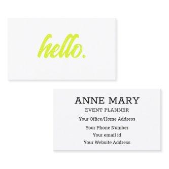 Hello Neon Chartreuse Yellow Black White Modern