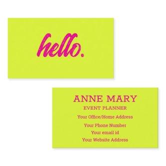 Hello Neon Chartreuse Yellow Hot Pink Modern 2025