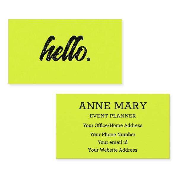 Hello Neon Chartreuse Yellow Typography Modern