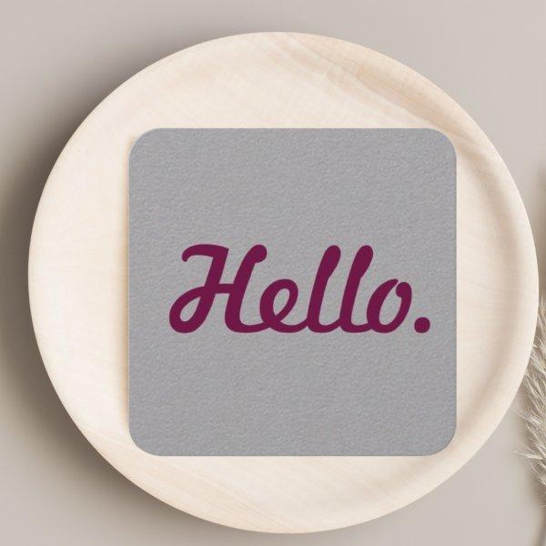 Hello Neutral Grey & Purple Casual Script Stylish Square