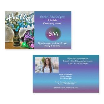 Hello! Silk & Corn Husk Flowers 2190 Calling Card
