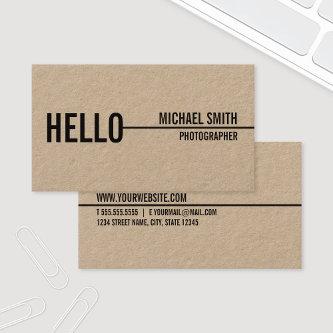 "Hello" Simple Modern Minimalist Kraft Paper