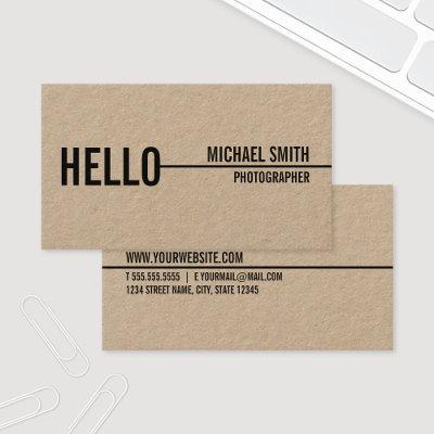 "Hello" Simple Modern Minimalist Kraft Paper