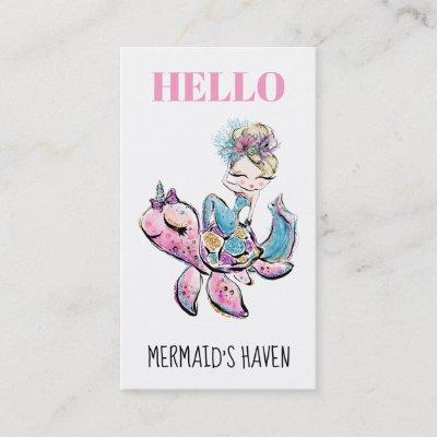 *~* HELLO Sparkling Glitter Mermaid On Sea Turtle