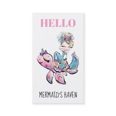 *~* HELLO Sparkling Glitter Mermaid On Sea Turtle