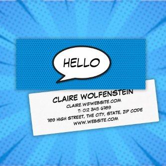 HELLO Speech Bubble Fun Blue Comic Book Mini