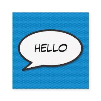 HELLO Speech Bubble Fun Retro Comic Book Square