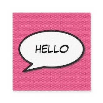 HELLO Speech Bubble Fun Retro Comic Book Square