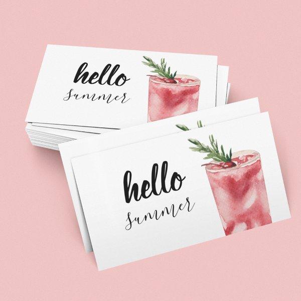 Hello Summer Watercolor Red Cherry Cocktail