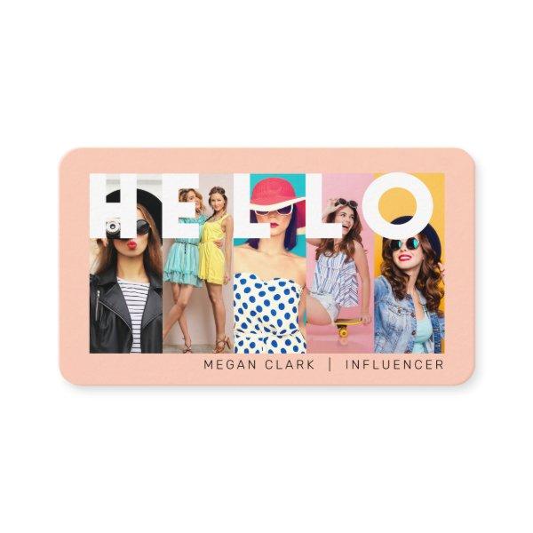 Hello With Modern & Minimal 5 photo Layout Peach