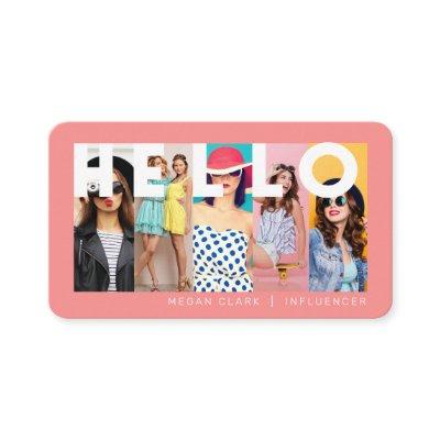 Hello With Modern & Minimal 5 photo Layout Pink