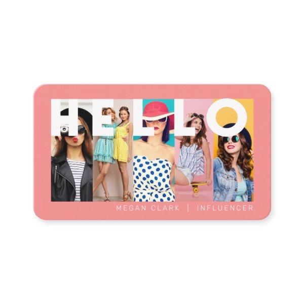 Hello With Modern & Minimal 5 photo Layout Pink