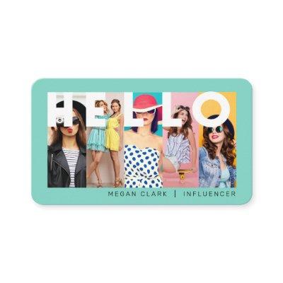 Hello With Modern & Minimal 5 photo Layout Teal