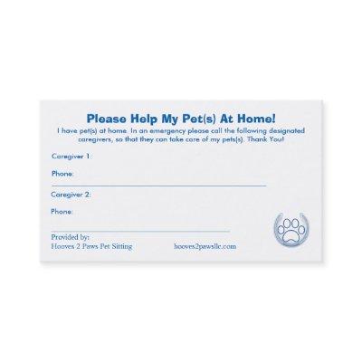 “HELP! I have Pets At Home” Pet Alert Card Busines