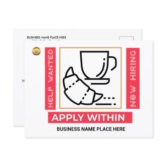 Help Wanted Now Hiring Apply Logo Custom  Postcard