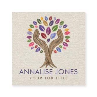 Helping Hands Tree - watercolor leaves Square