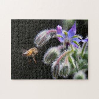 Herb Garden Flower Borage & Honey Bee Jigsaw Puzzle