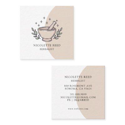 Herbalist Illustrated Mortar Pestle  Square