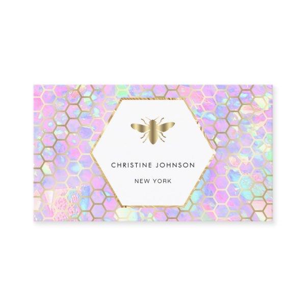 hexagon label bee
