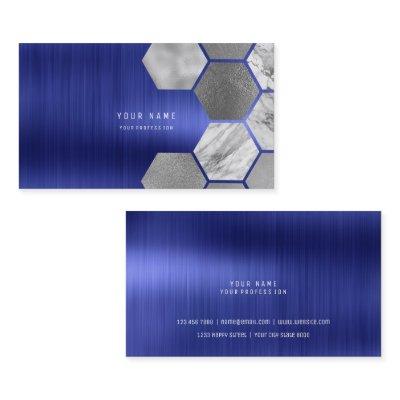 Hexagone Cobalt Sapphire Metallic Steel Marble