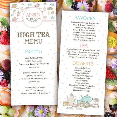 High Tea Party Cafe and Restaurant Menu Card