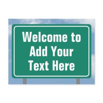 Highway Green Welcome Sign with any text Postcard