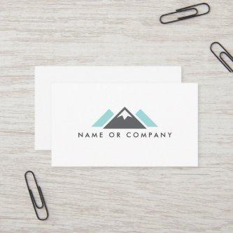Hill or mountain logo, gray and pale aqua blue